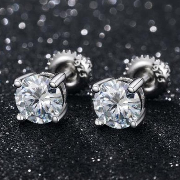 Certified 2ct. t.w. Moissanite Diamond Round Stud Earrings